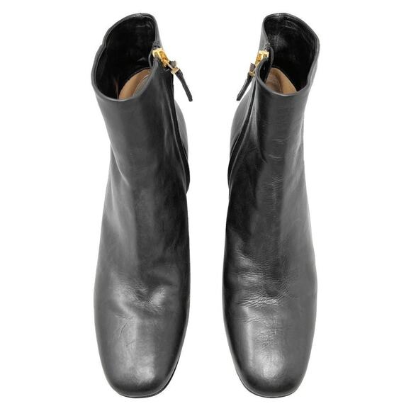 The Row Bowin black leather ankle boots square toe block heel size 38 - Picture 2 of 9